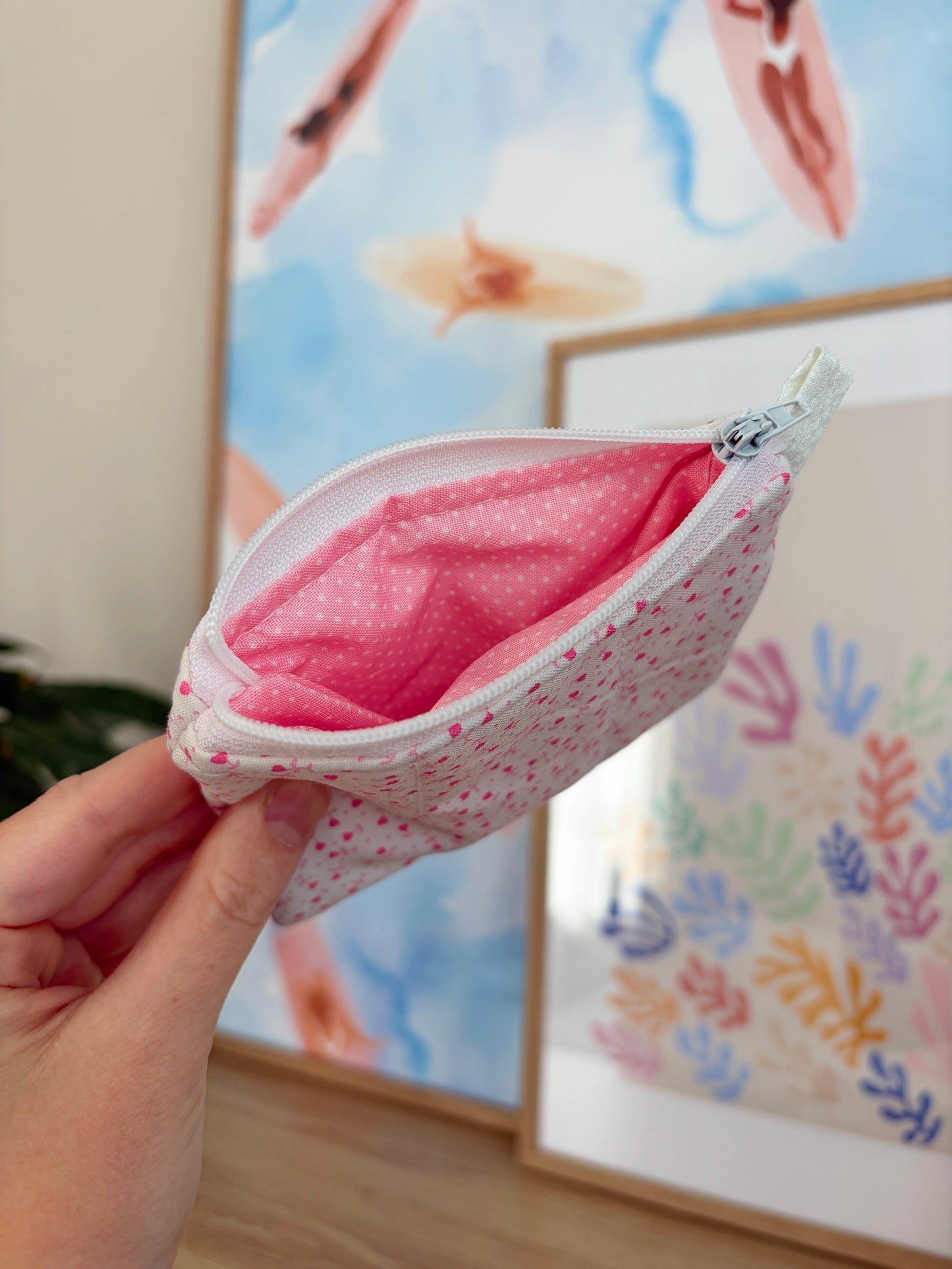 Tiny Pink Hearts Keychain Wallet