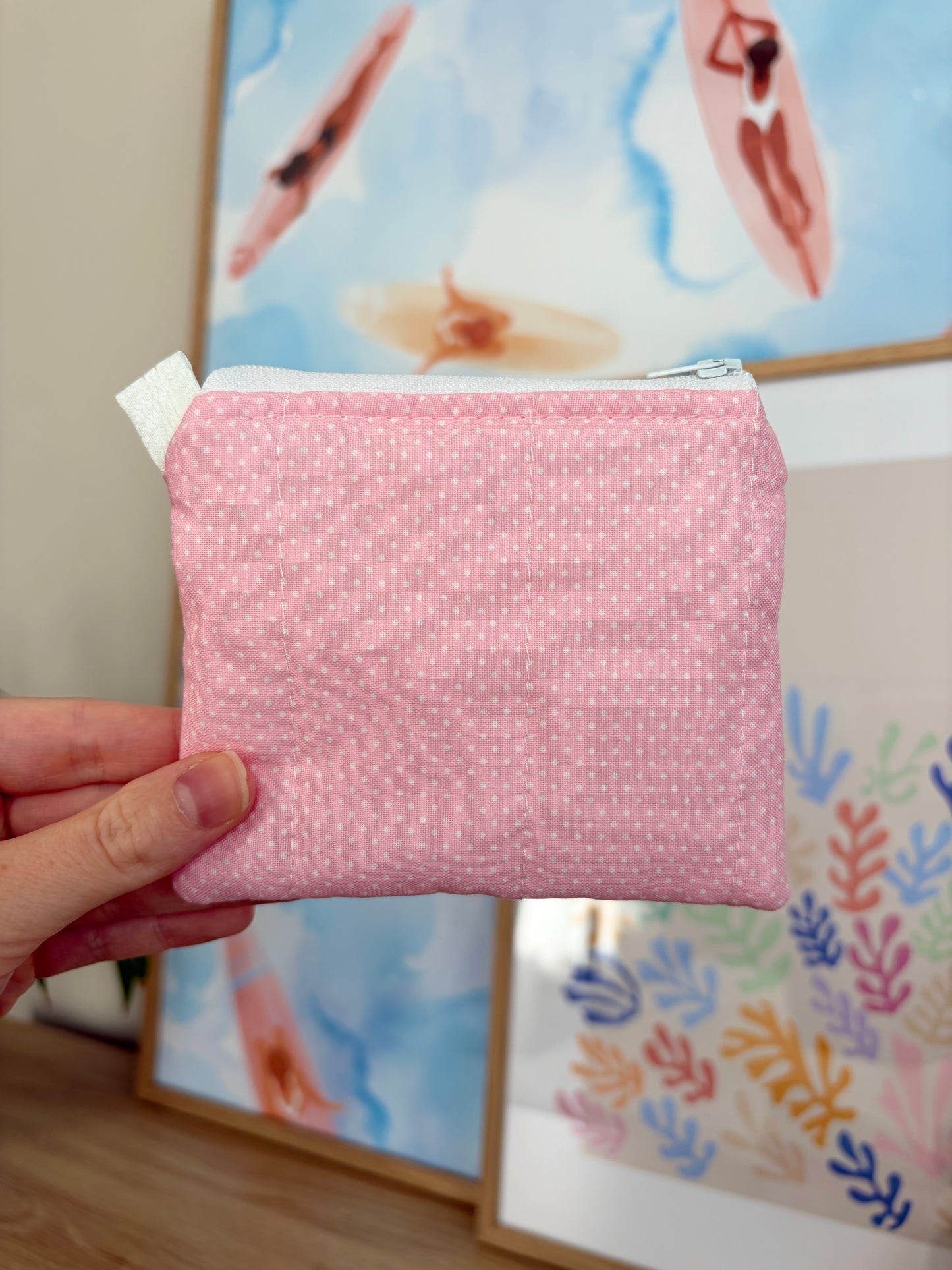 Tiny White Dots on Pink Keychain Wallet