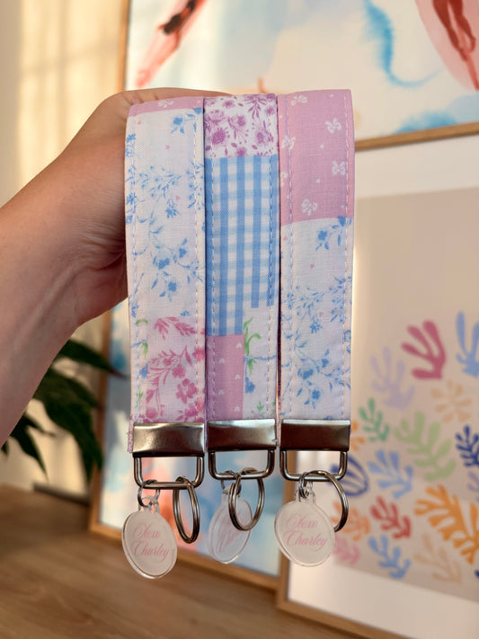 Pink Patchwork Premium Keychain Wristlet
