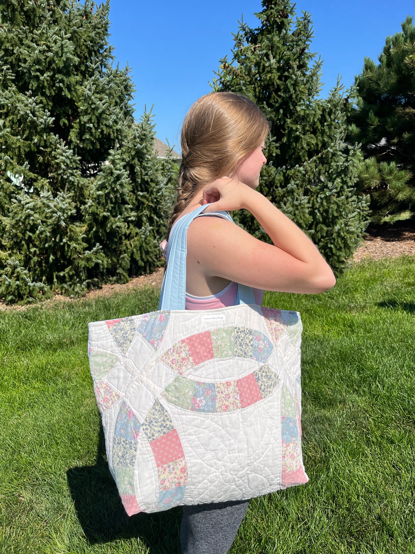 The Sky Blue Quilted Weekender Tote Bag #2 *limited-edition*