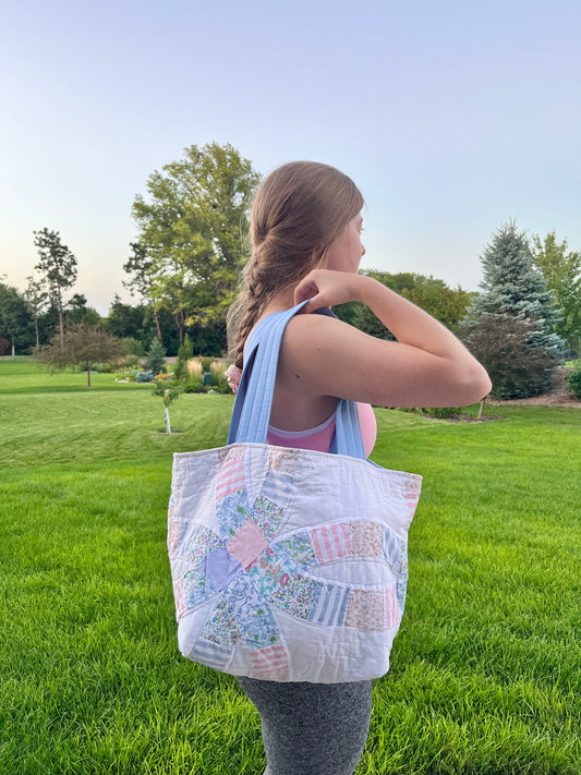 The Baby Blue Quilted Large Tote Bag #3 *limited-edition*