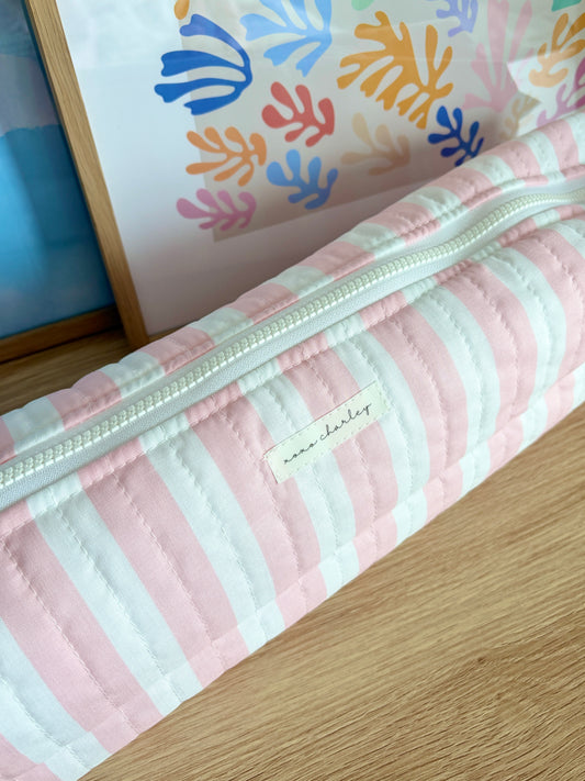 Pink & White Stripe Large Hair Tools Bag