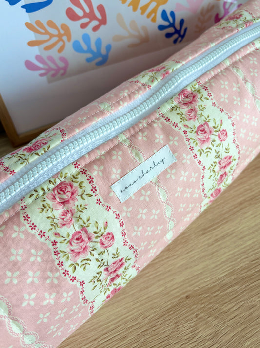 Pink & Yellow Floral Large Hair Tools Bag