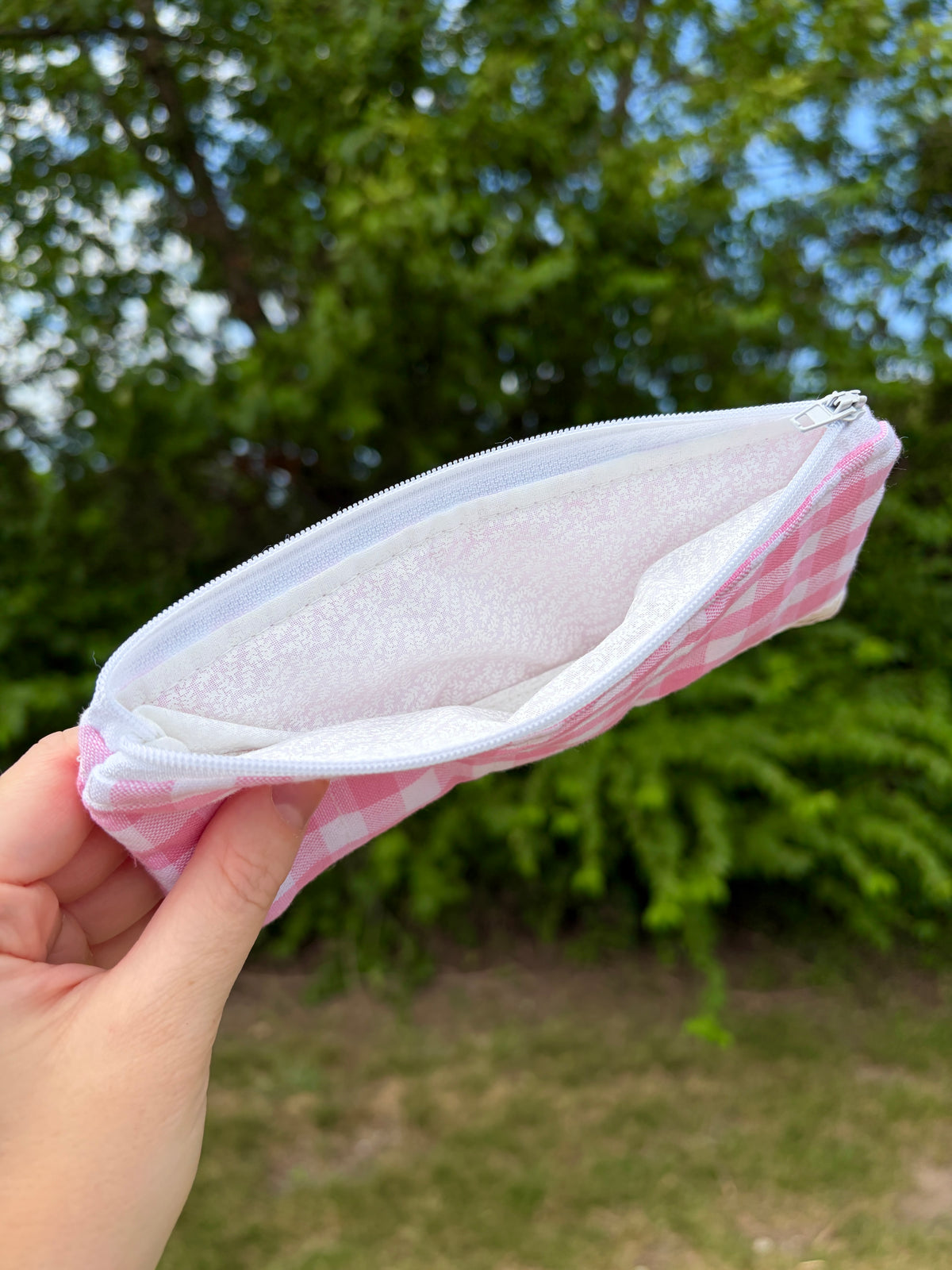 Pink Gingham Pencil & Glasses Case