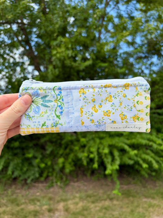 Green Patchwork Pencil & Glasses Case