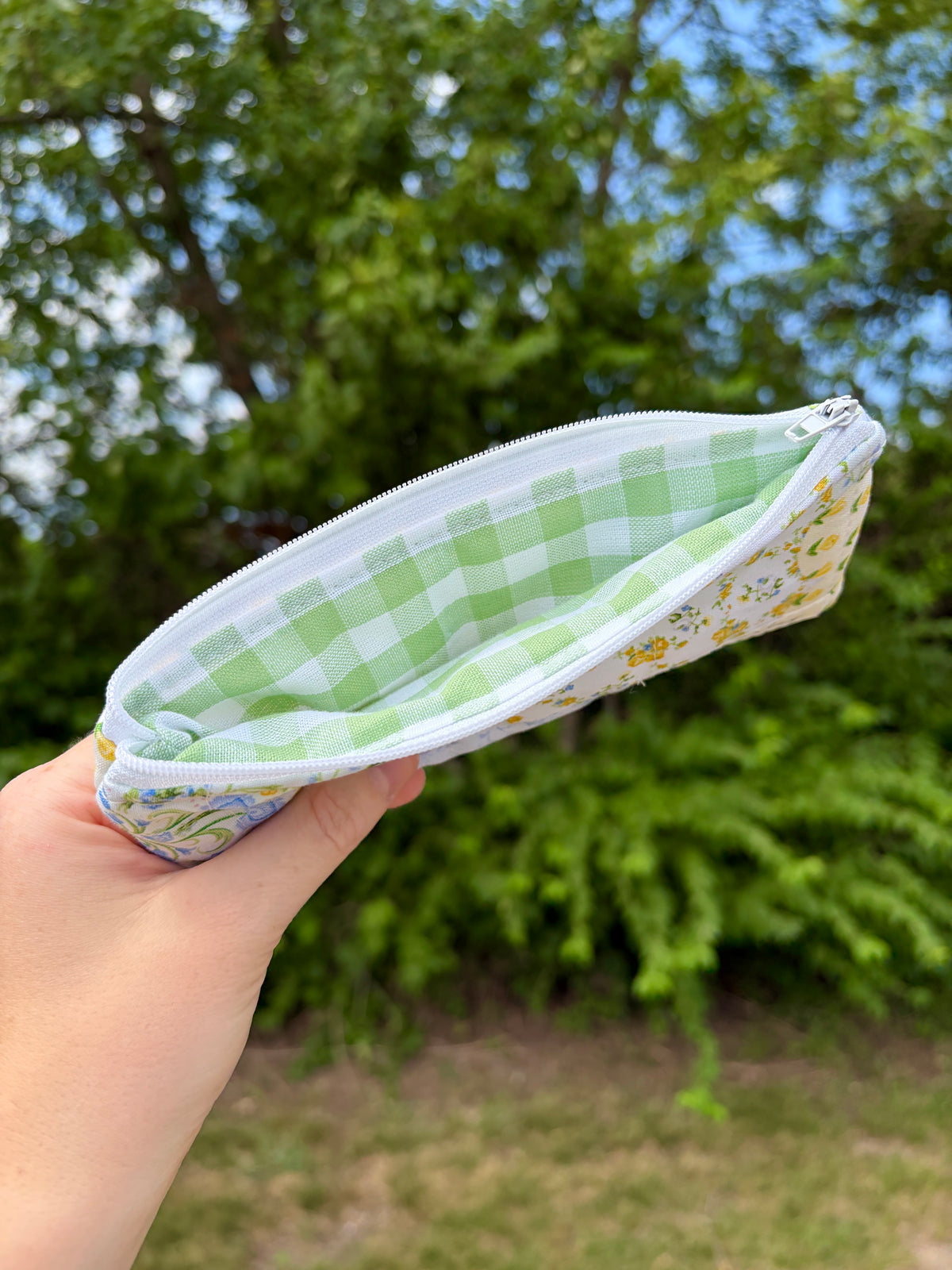 Green Patchwork Pencil & Glasses Case