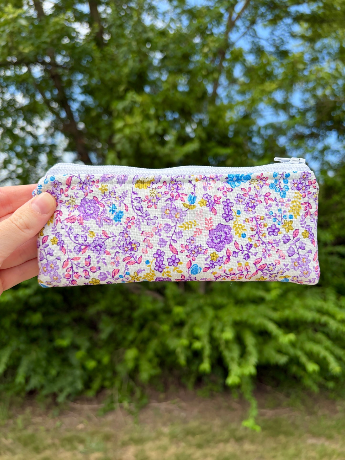 Ditsy Picnic Purple Pencil & Glasses Case