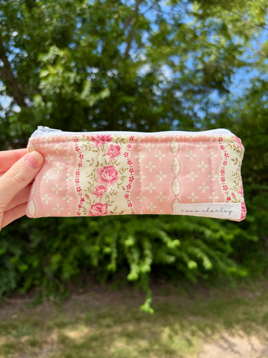 Pink and Yellow Floral Pencil & Glasses Case
