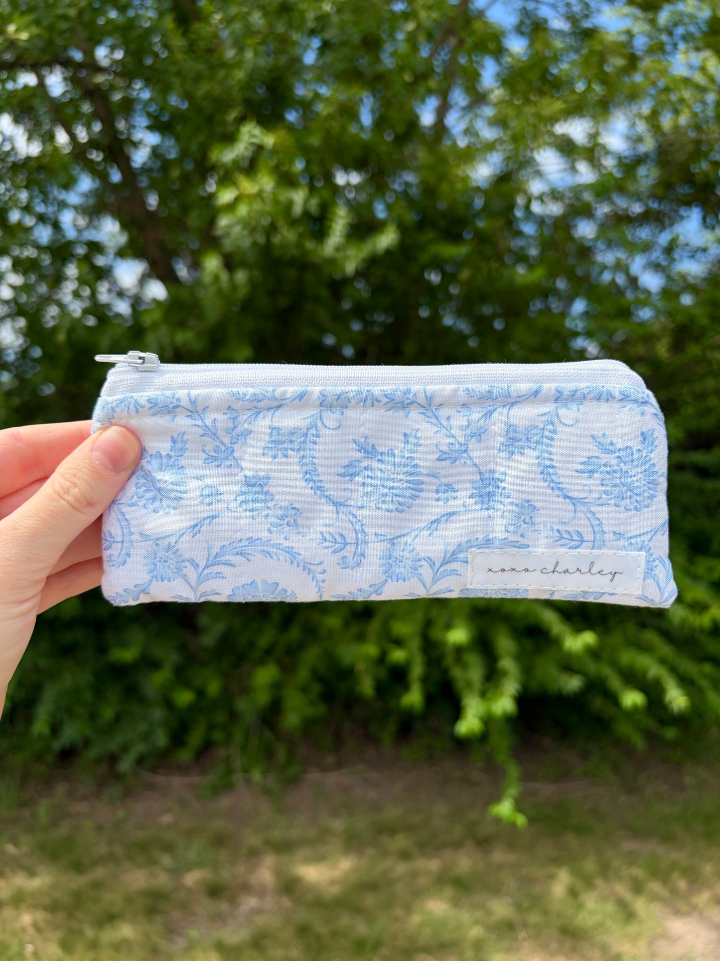 Vintage Blue Pencil & Glasses Case