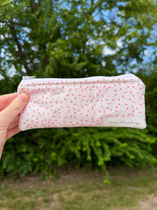 Tiny Pink Hearts Pencil & Glasses Case