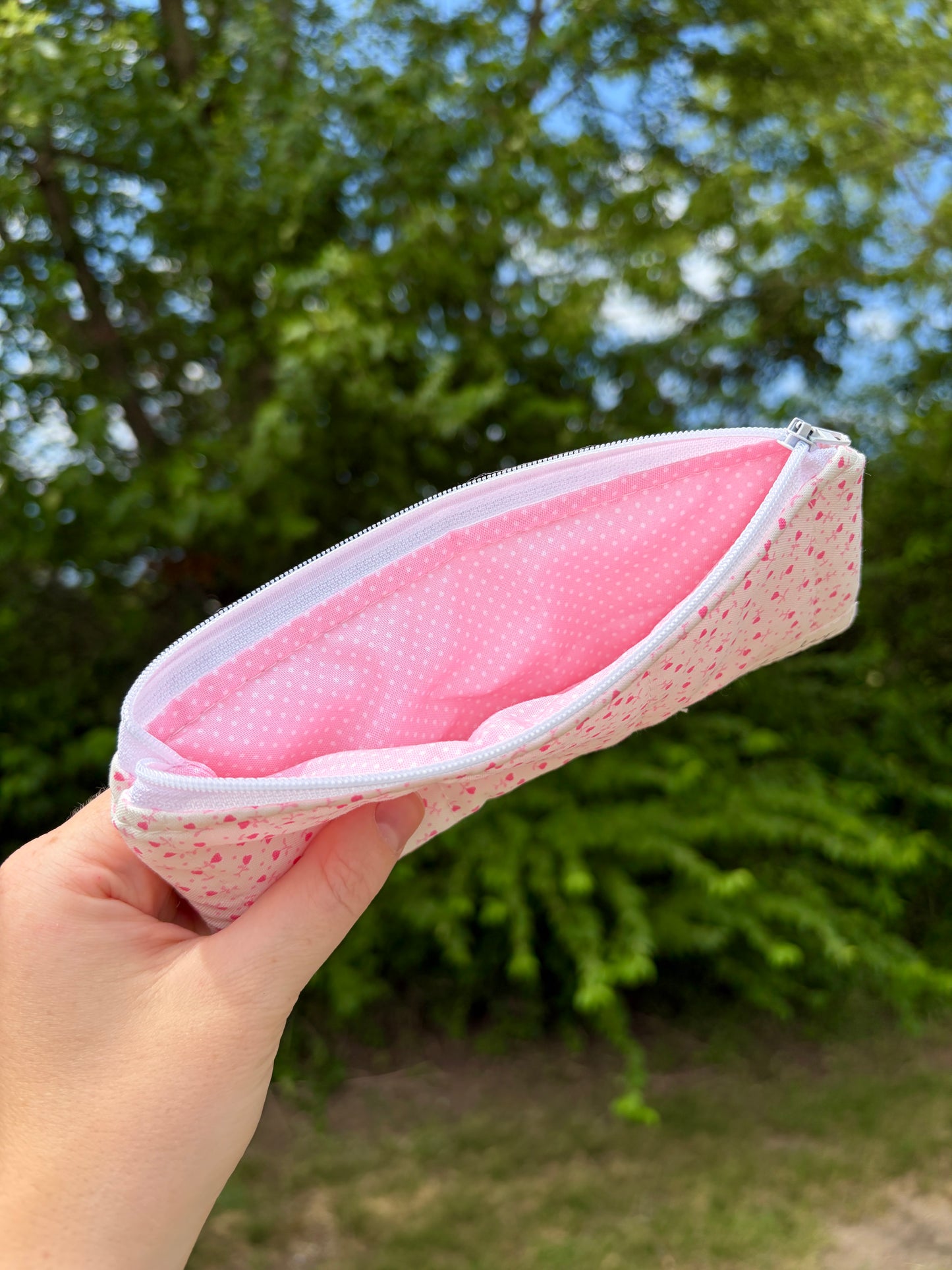 Tiny Pink Hearts Pencil & Glasses Case