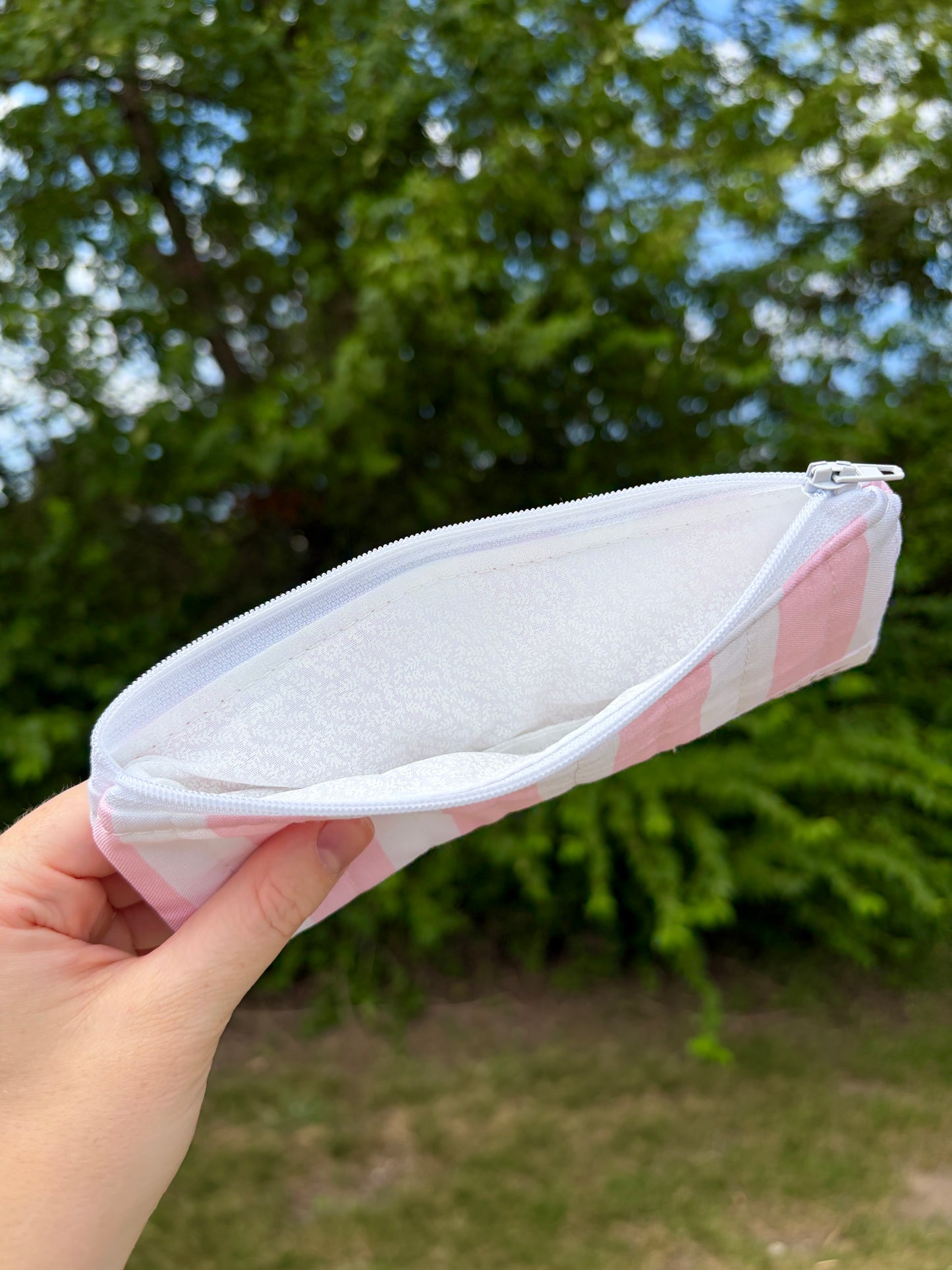 Pink & White Stripes Pencil & Glasses Case