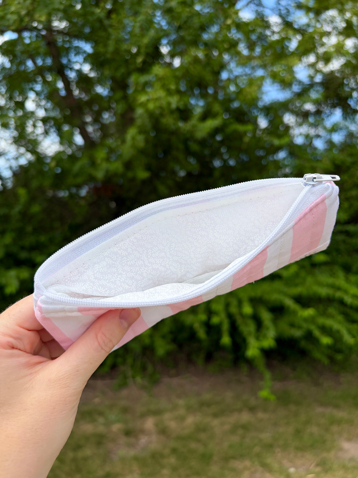 Pink & White Stripes Pencil & Glasses Case