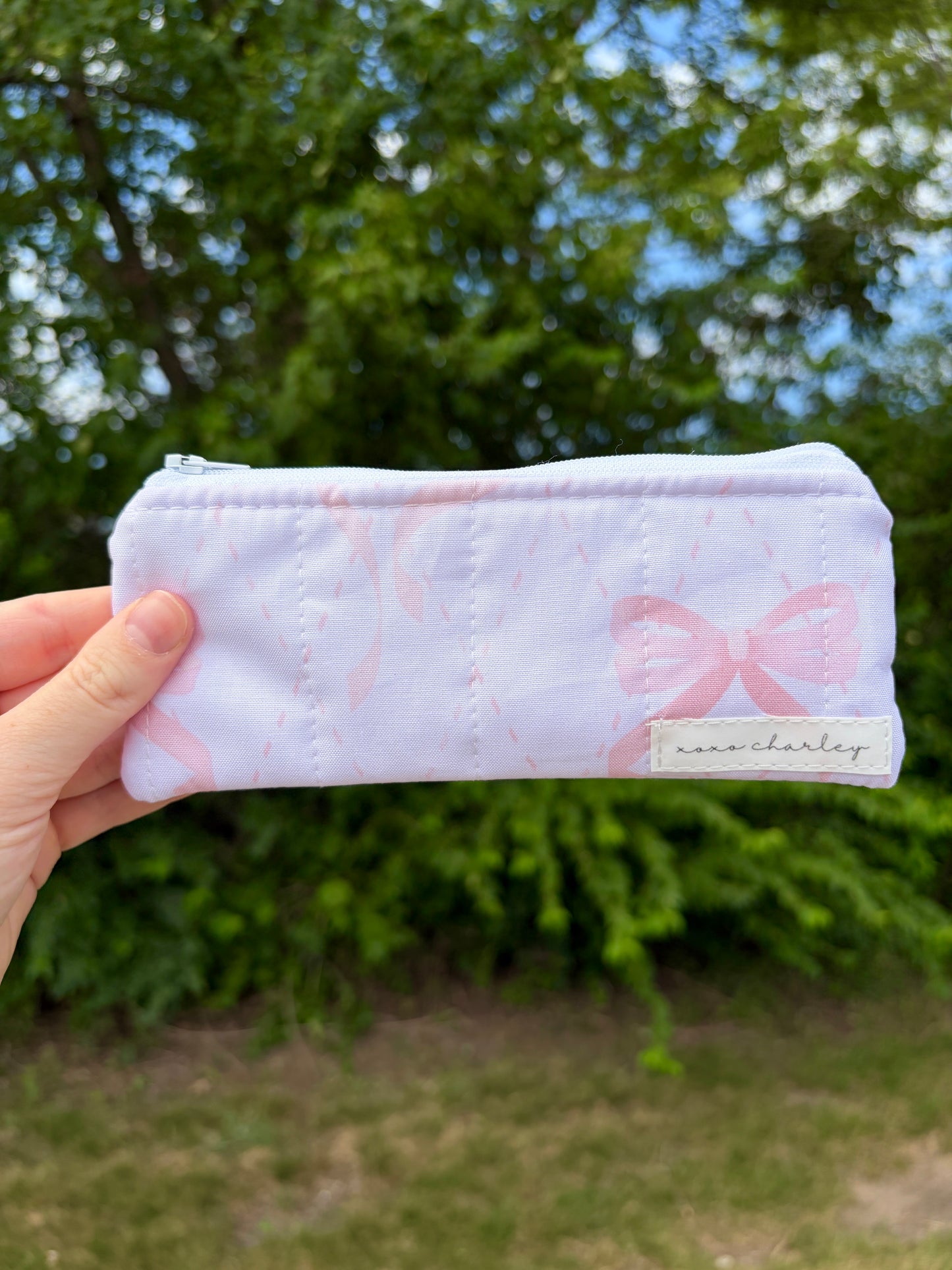 Large Pink Bow Pencil & Glasses Case