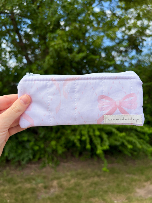 Large Pink Bow Pencil & Glasses Case