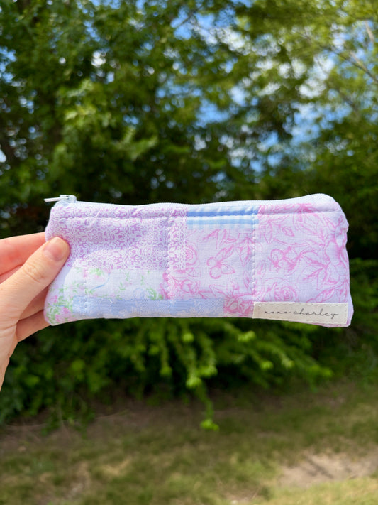 Pink Patchwork Pencil & Glasses Case