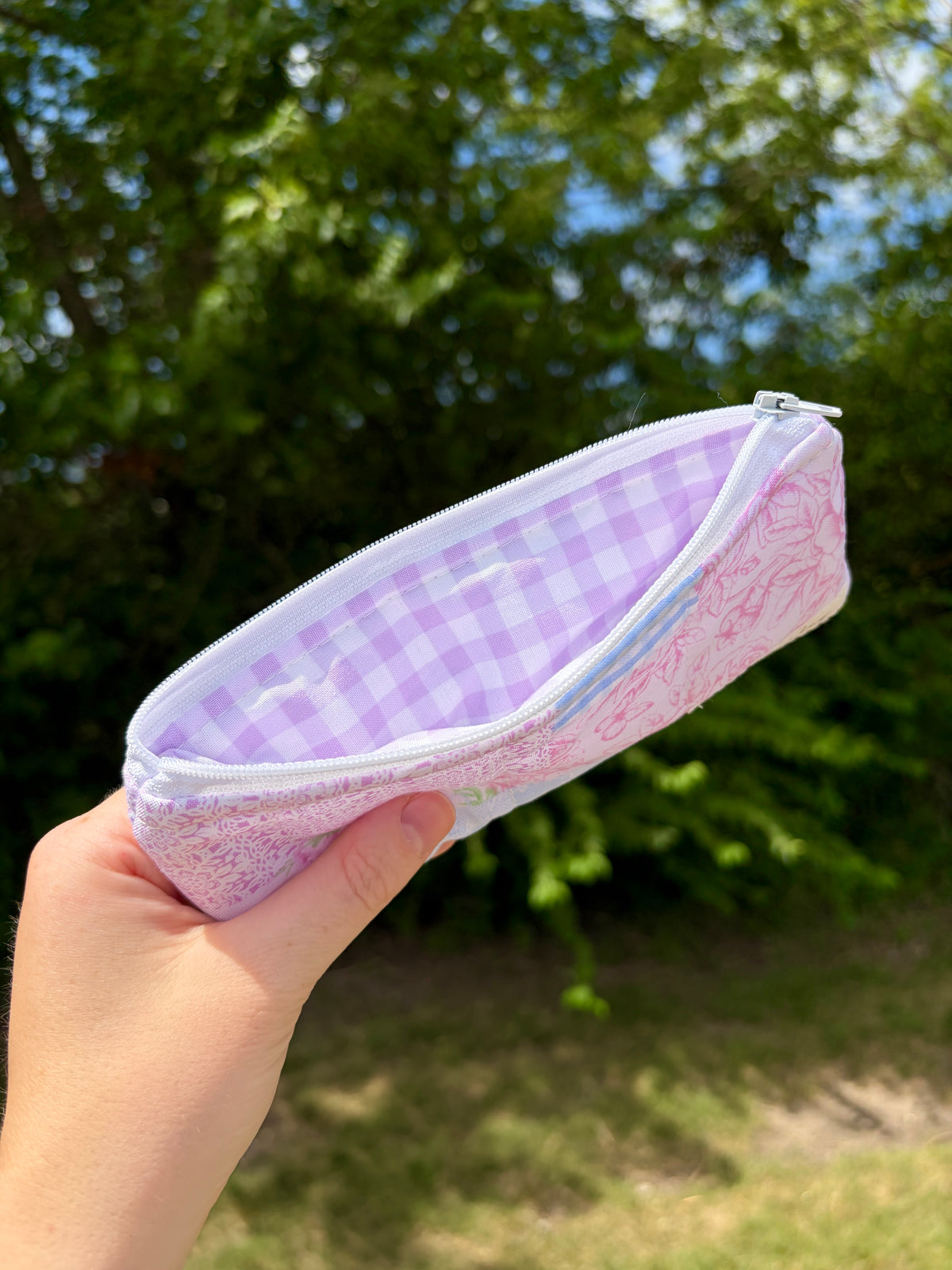 Pink Patchwork Pencil & Glasses Case