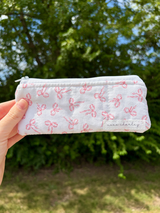 Mini Pink Bows Pencil & Glasses Case