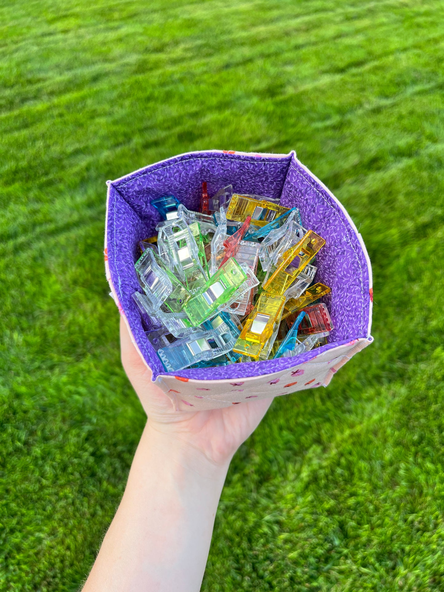 The Strawberry with Purple Square Fabric Bowl Organizer *limited-edition*