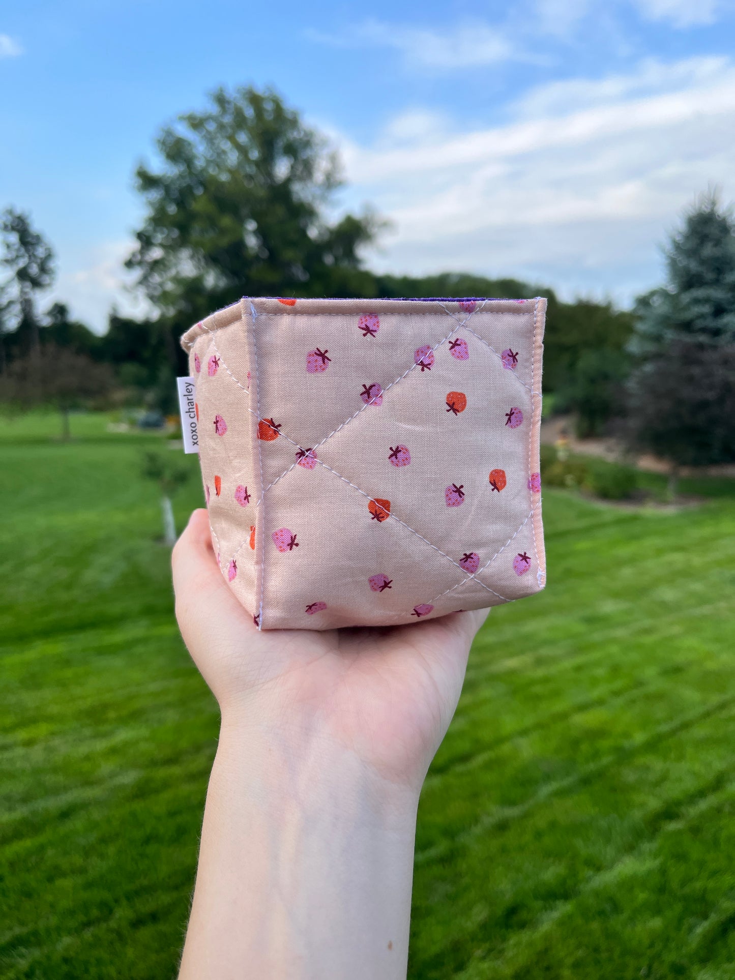 The Strawberry with Purple Square Fabric Bowl Organizer *limited-edition*