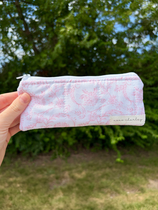 Vintage Pink Pencil & Glasses Case
