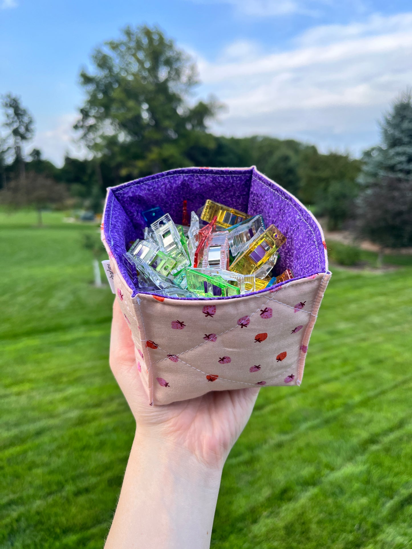 The Strawberry with Purple Square Fabric Bowl Organizer *limited-edition*