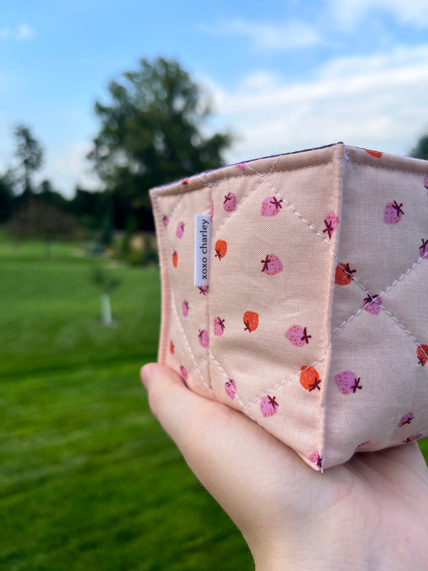The Strawberry with Purple Square Fabric Bowl Organizer *limited-edition*
