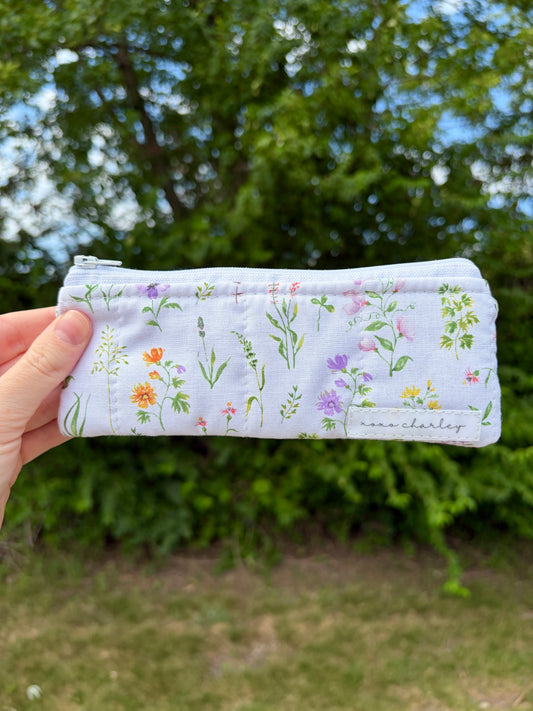 Purple Wildflower Pencil & Glasses Case