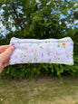 Purple Wildflower Pencil & Glasses Case - Pink Gingham