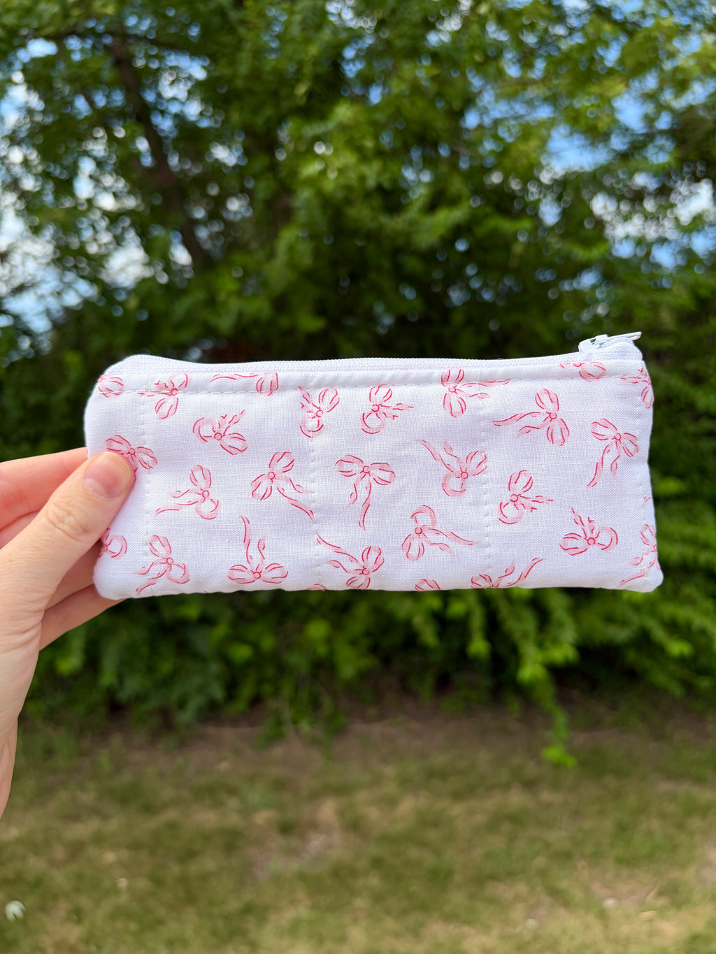 Mini Pink Bows Pencil & Glasses Case - Pink Gingham