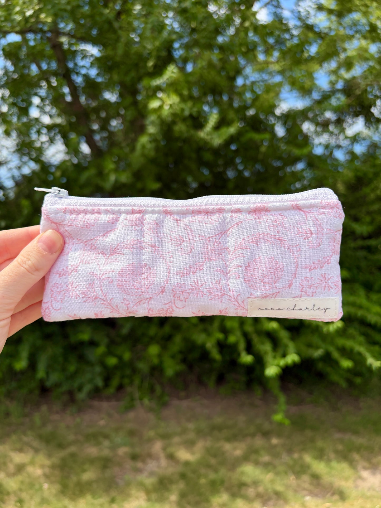 Vintage Pink Pencil & Glasses Case - Pink Gingham