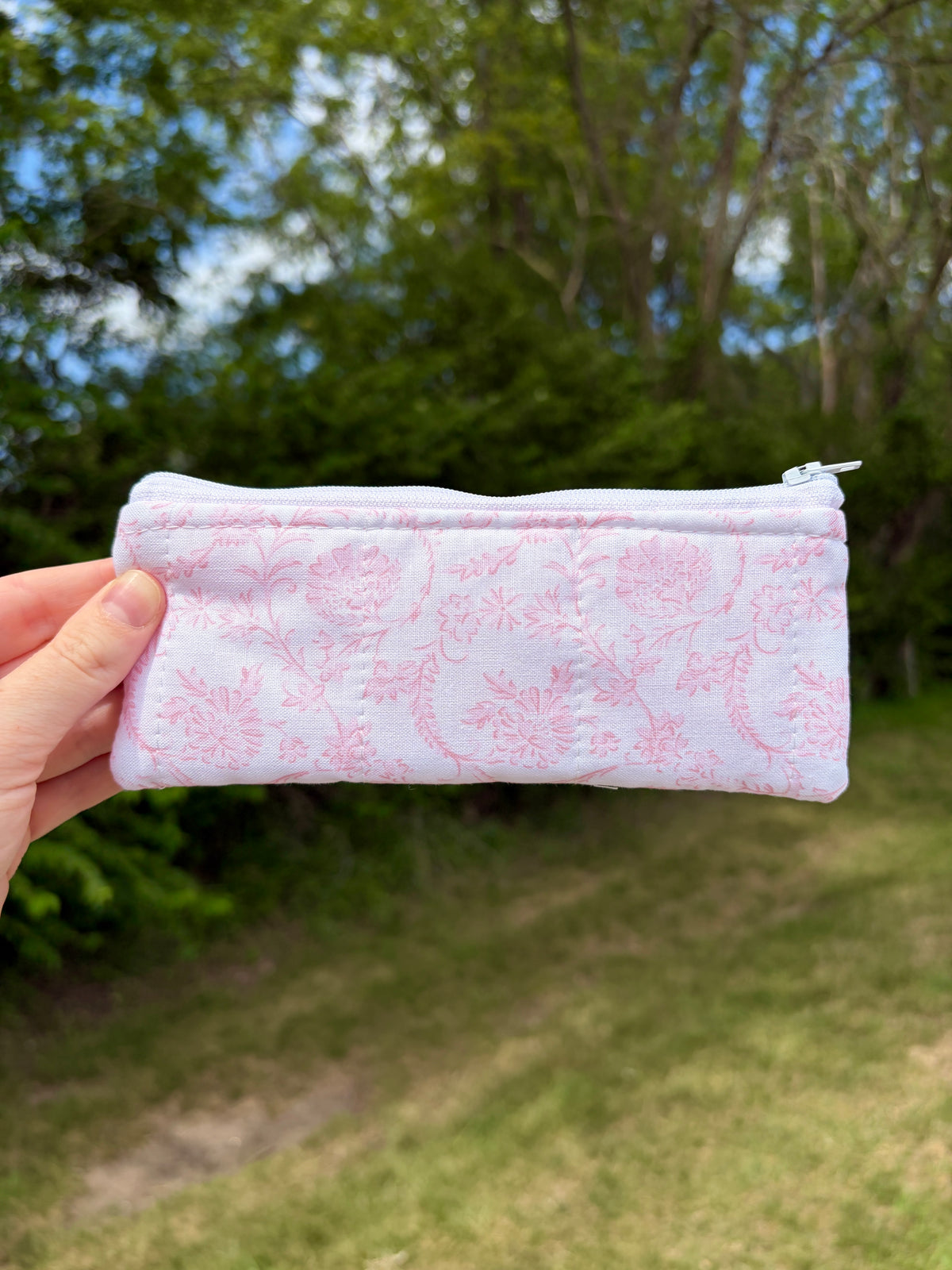 Vintage Pink Pencil & Glasses Case - Pink Gingham