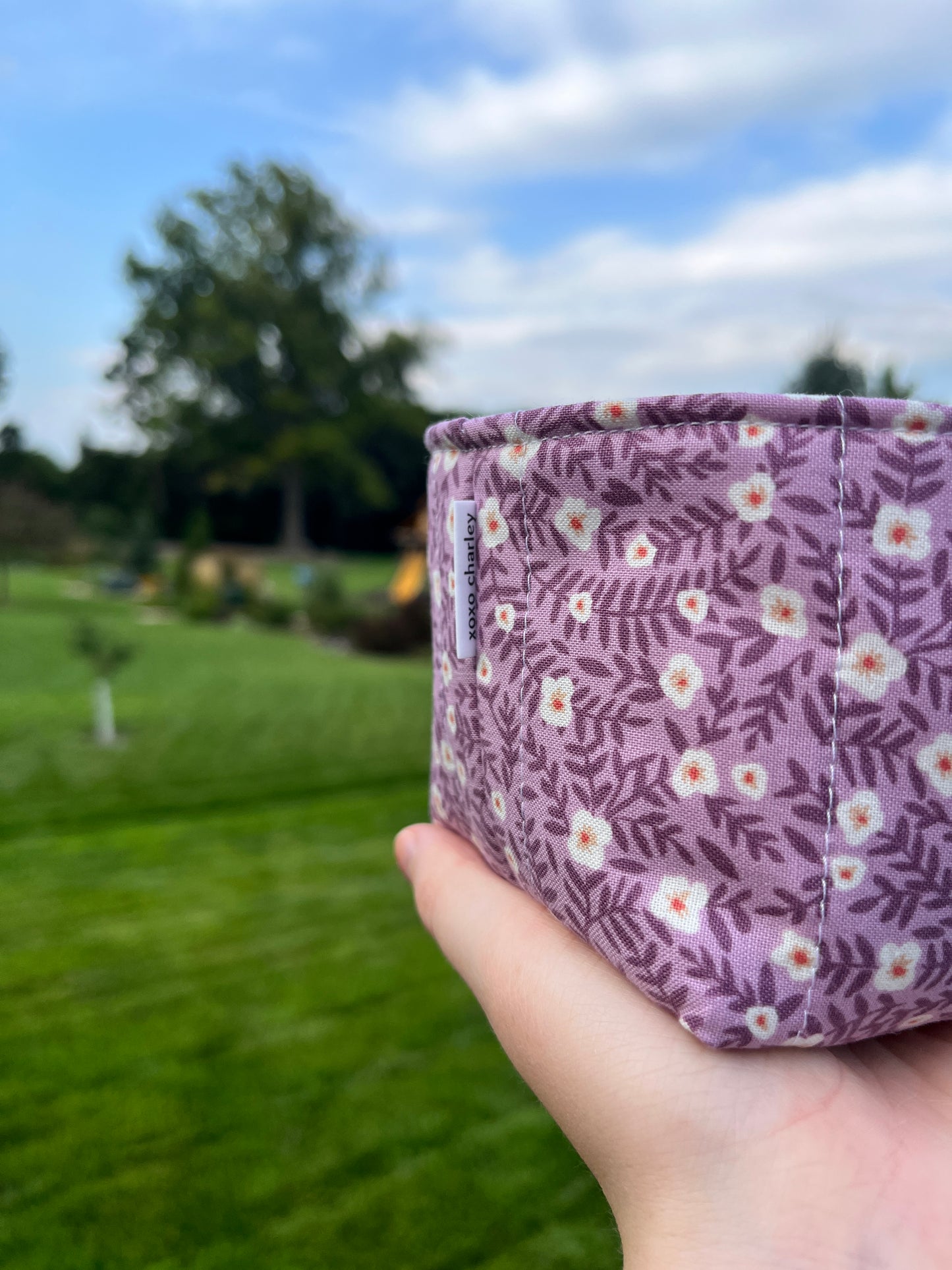 The Purple Floral with Light Patchwork Fabric Bowl Organizer *limited-edition*