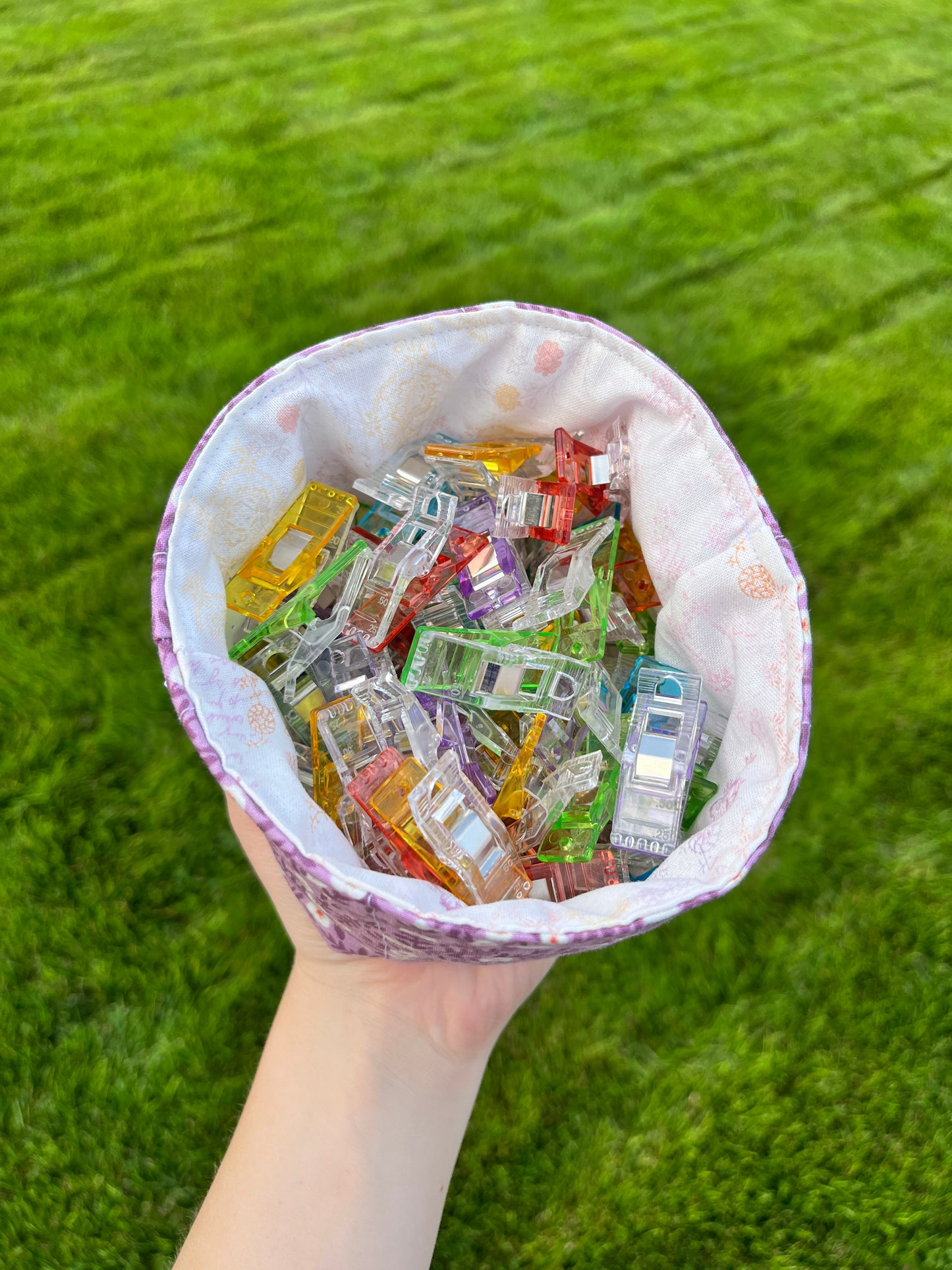 The Purple Floral with Light Patchwork Fabric Bowl Organizer *limited-edition*