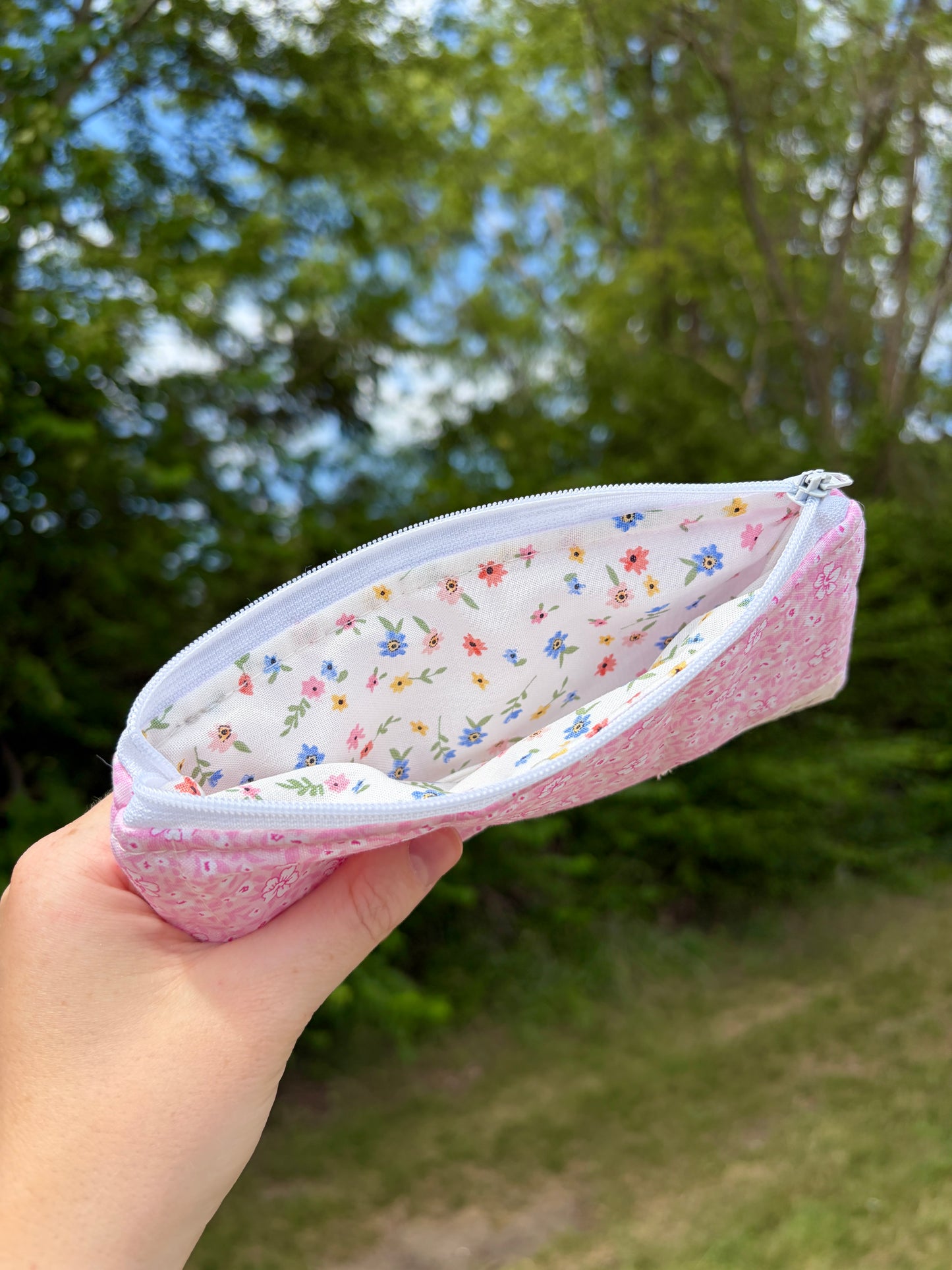 Pink Hawaiian Pencil & Glasses Case - Mini Colorful Flowers