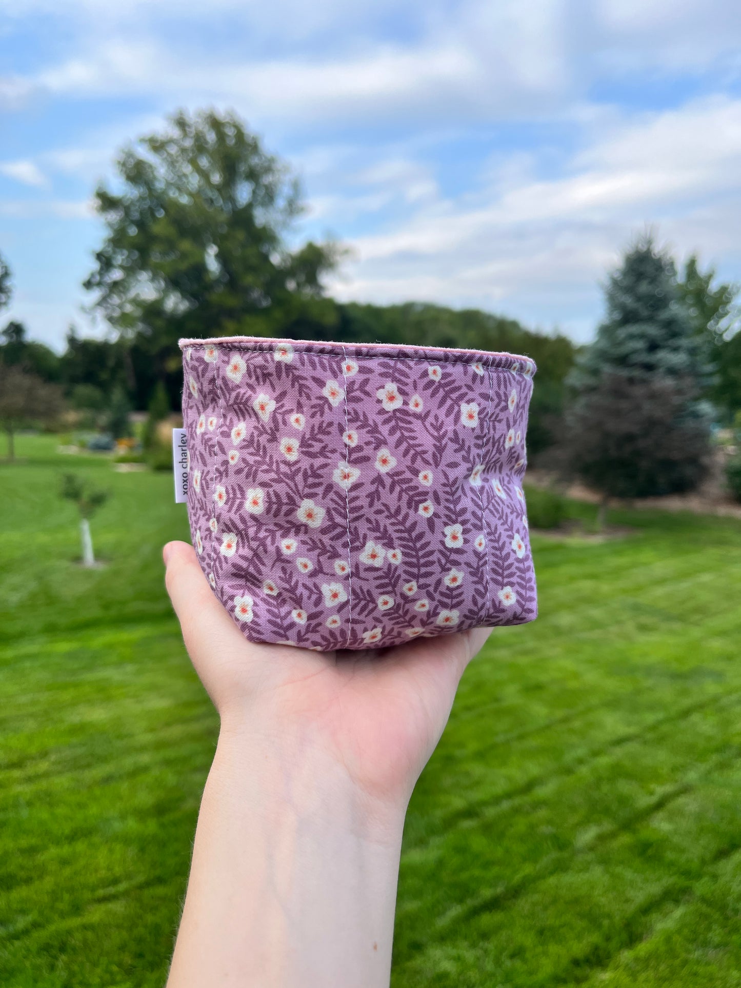 The Purple Floral with Light Pink Fabric Bowl Organizer *limited-edition*