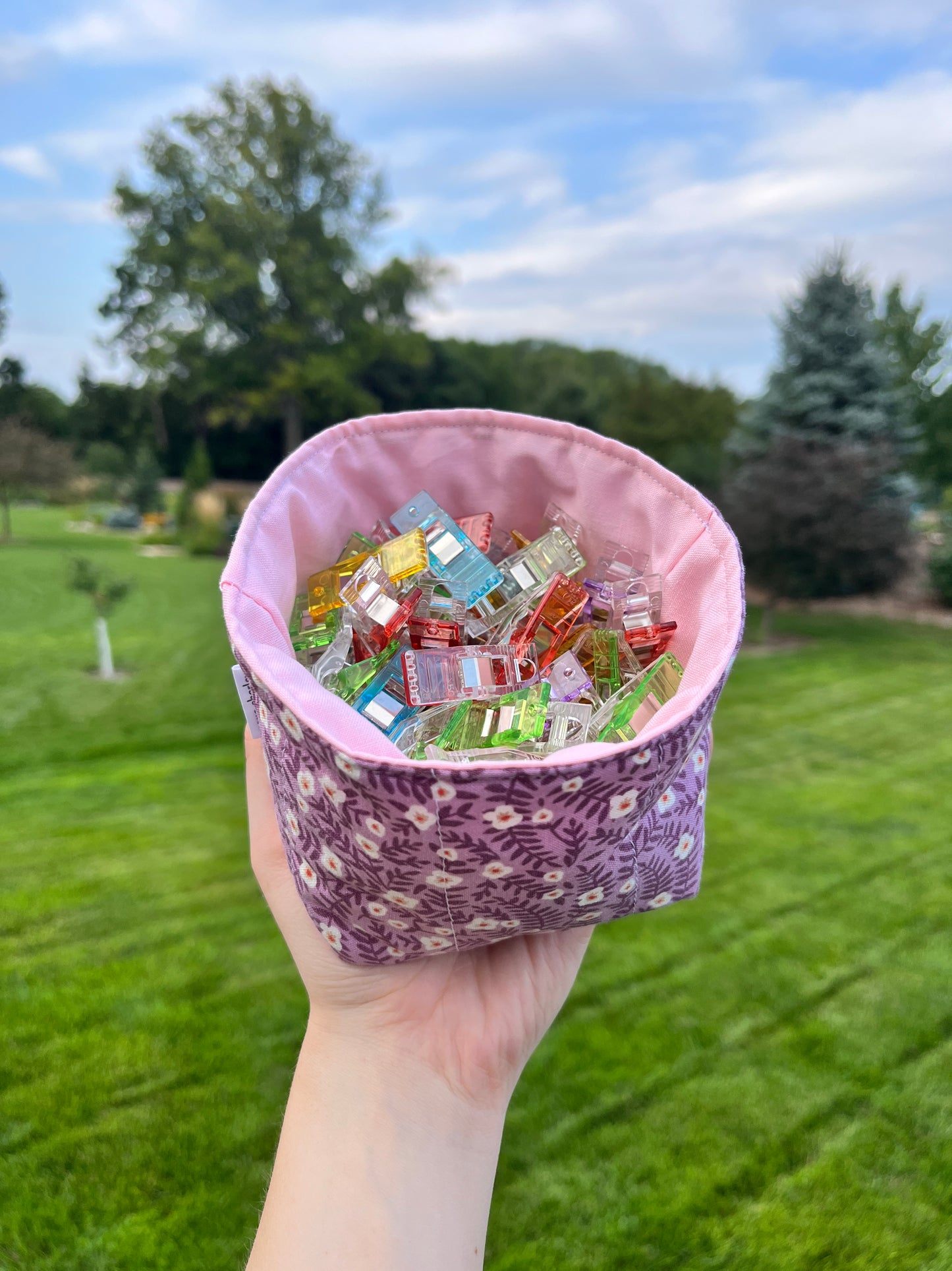 The Purple Floral with Light Pink Fabric Bowl Organizer *limited-edition*