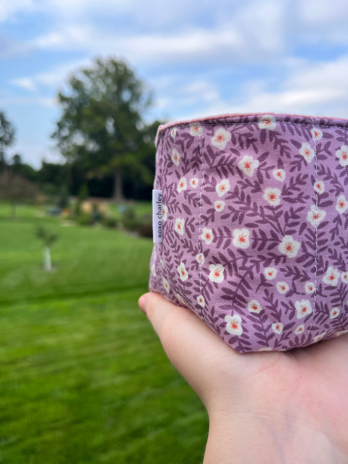 The Purple Floral with Light Pink Fabric Bowl Organizer *limited-edition*