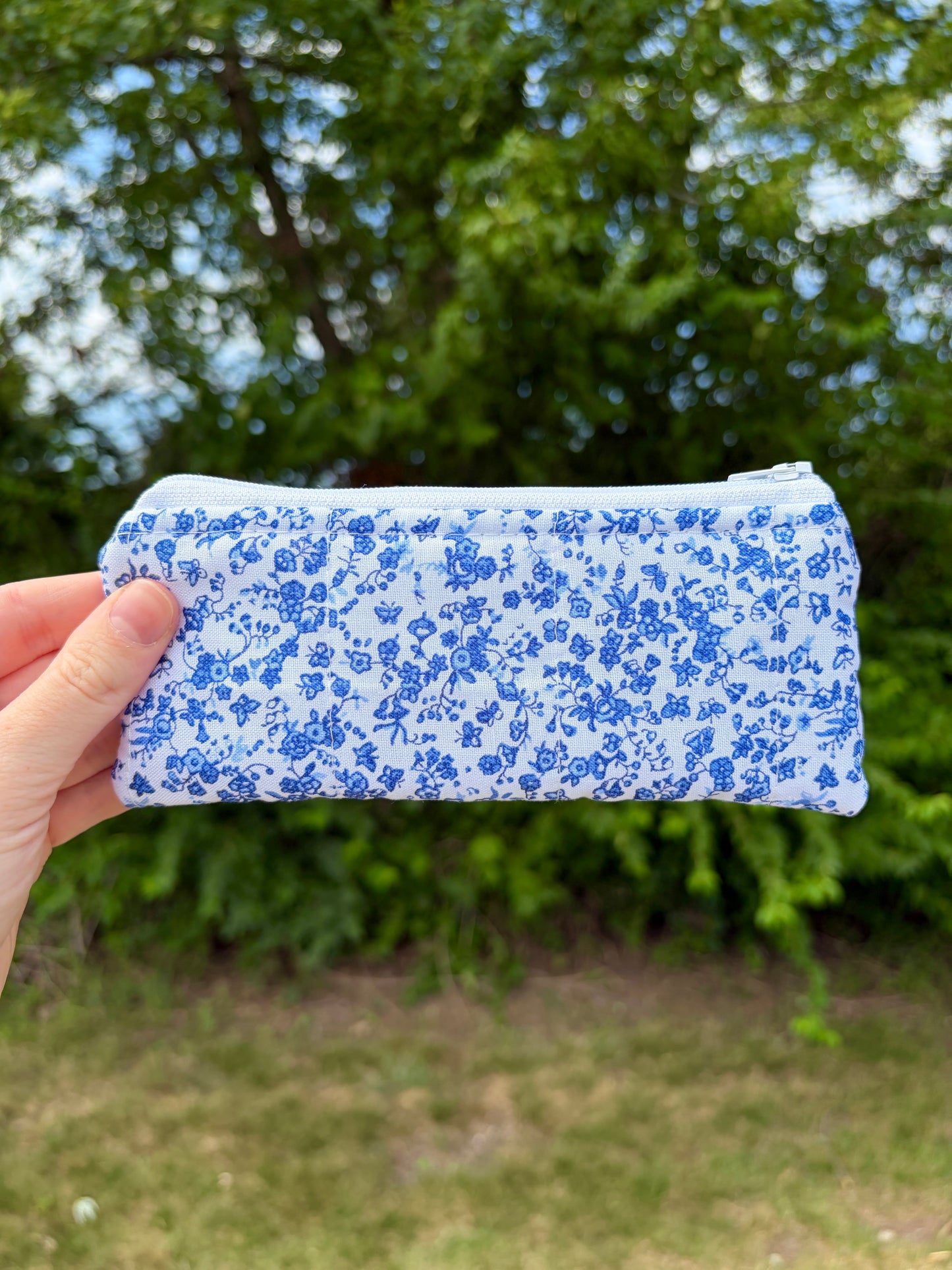 Royal Blue Floral Pencil & Glasses Case - Mini Colorful Flowers