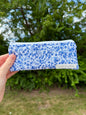 Royal Blue Floral Pencil & Glasses Case - Green Gingham