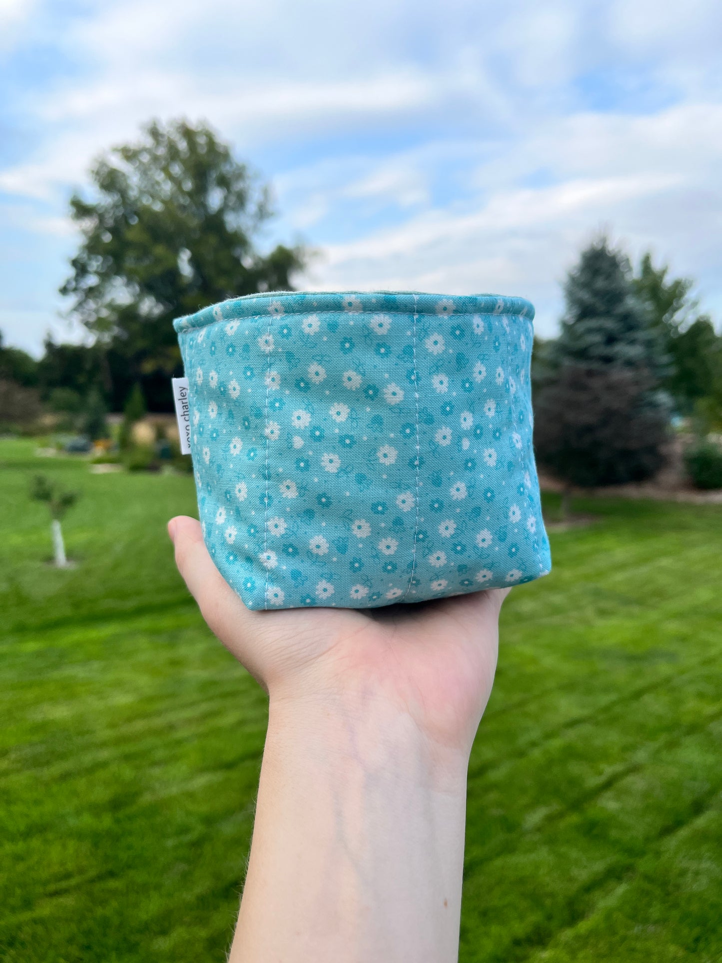 The Blue Floral with Sea Foam Green Fabric Bowl Organizer *limited-edition*