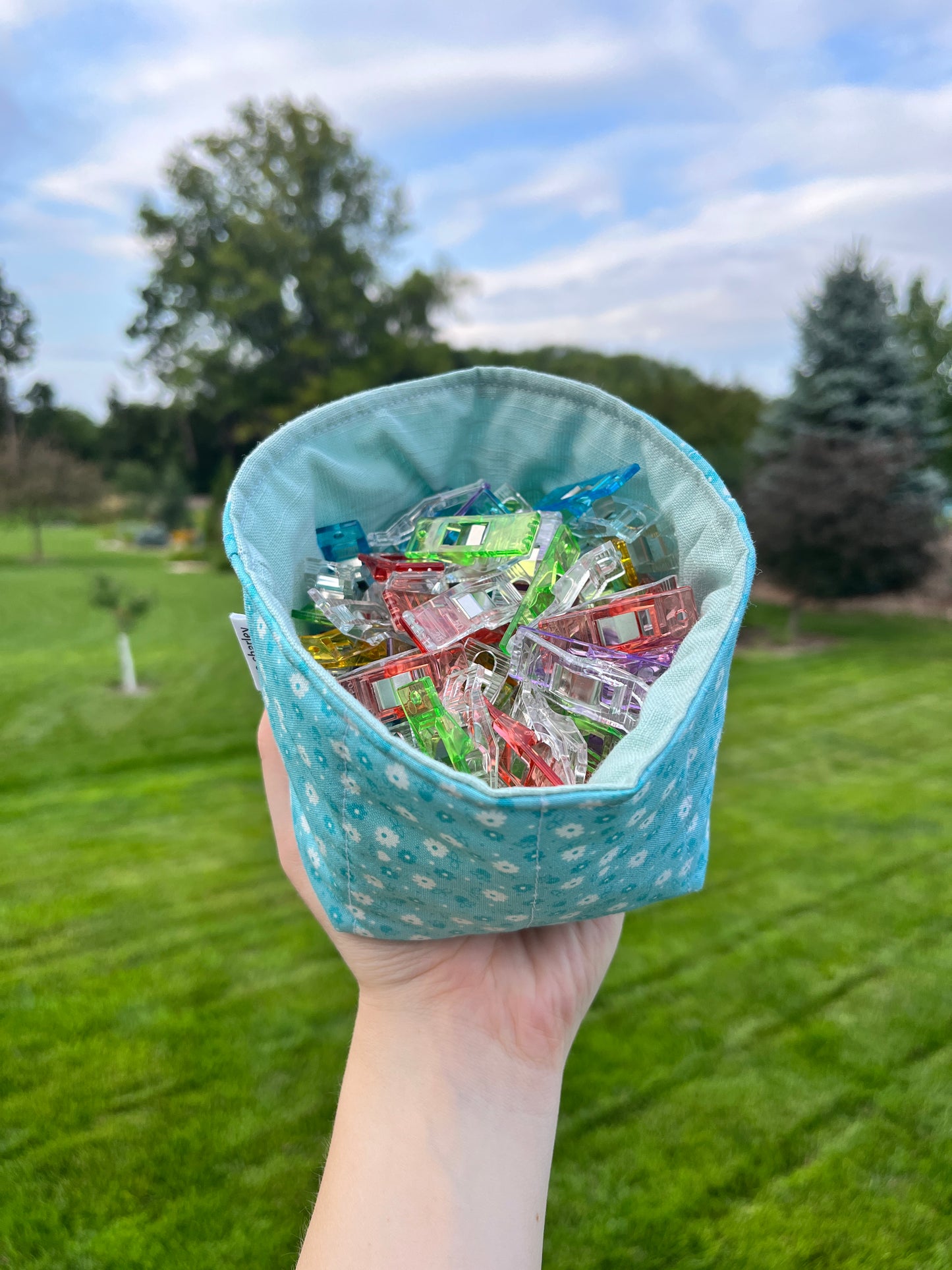 The Blue Floral with Sea Foam Green Fabric Bowl Organizer *limited-edition*