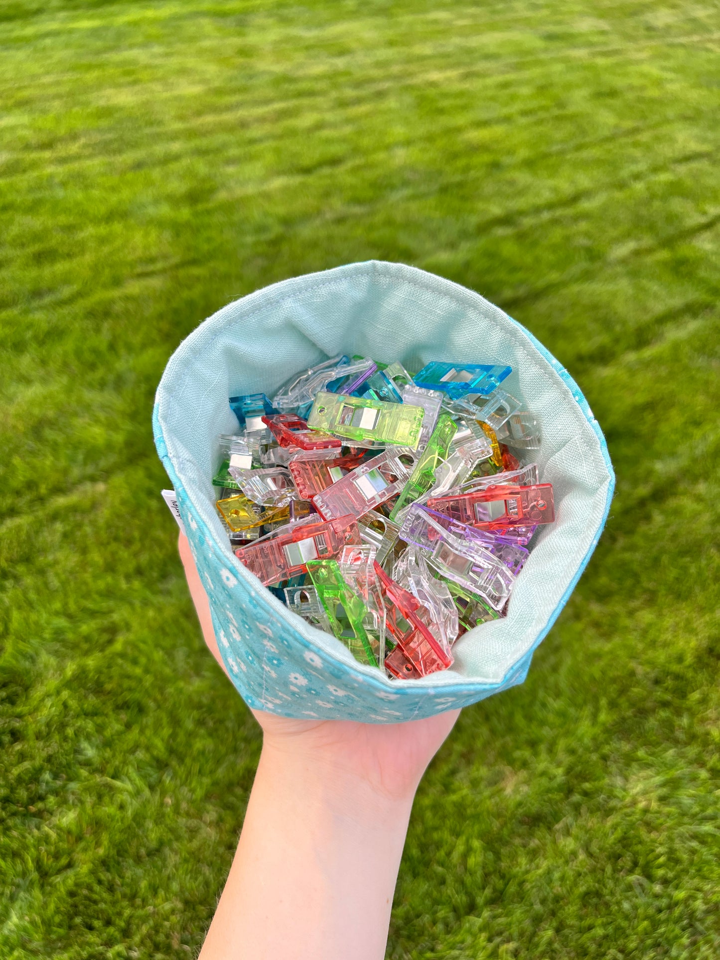The Blue Floral with Sea Foam Green Fabric Bowl Organizer *limited-edition*
