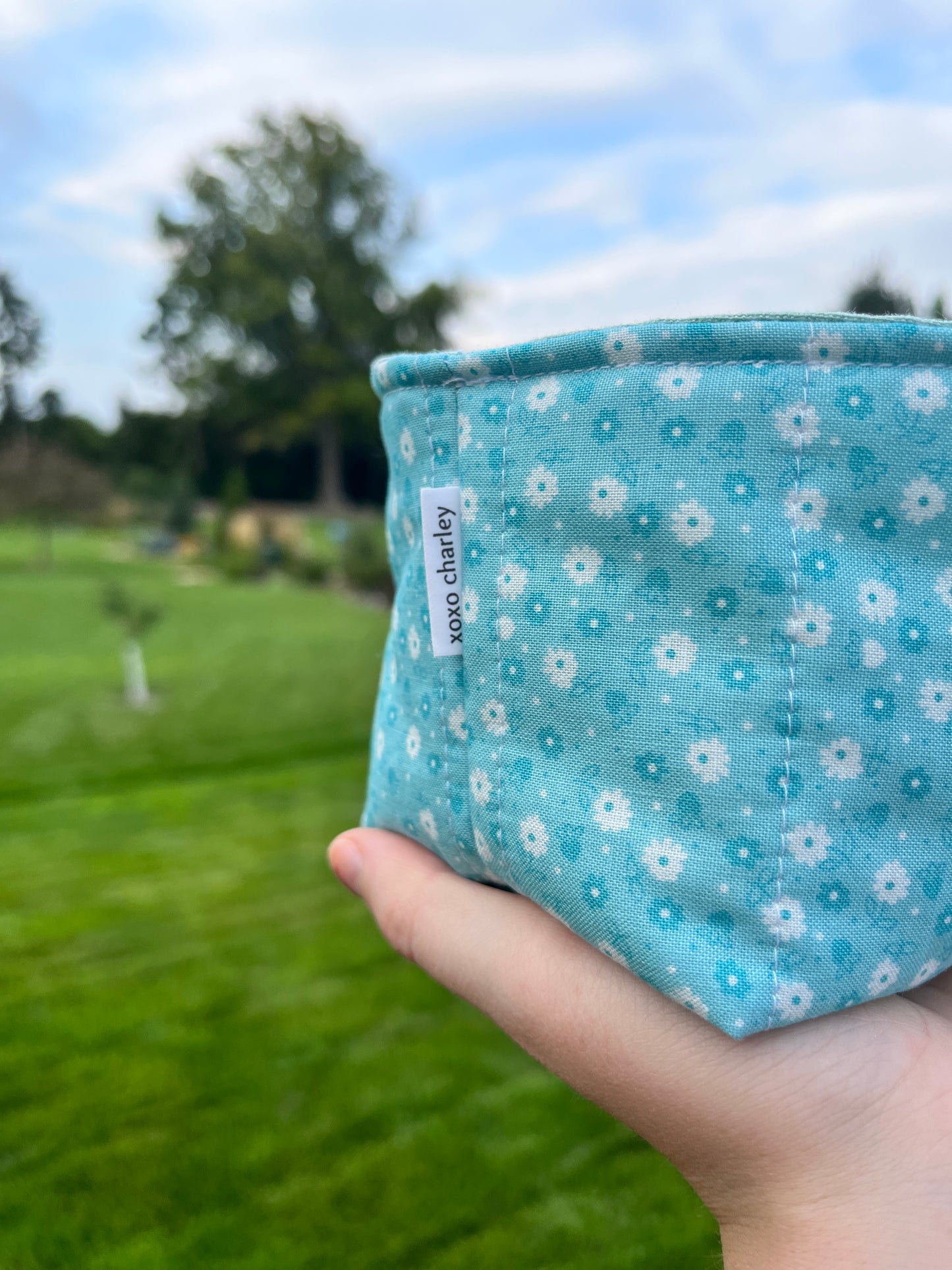 The Blue Floral with Sea Foam Green Fabric Bowl Organizer *limited-edition*