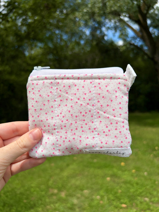 Tiny Pink Hearts Keychain Wallet