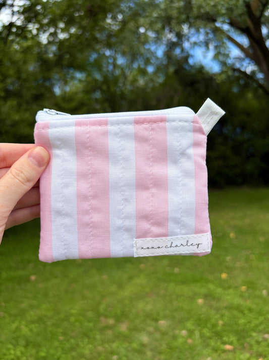 Pink & White Stripe Keychain Wallet
