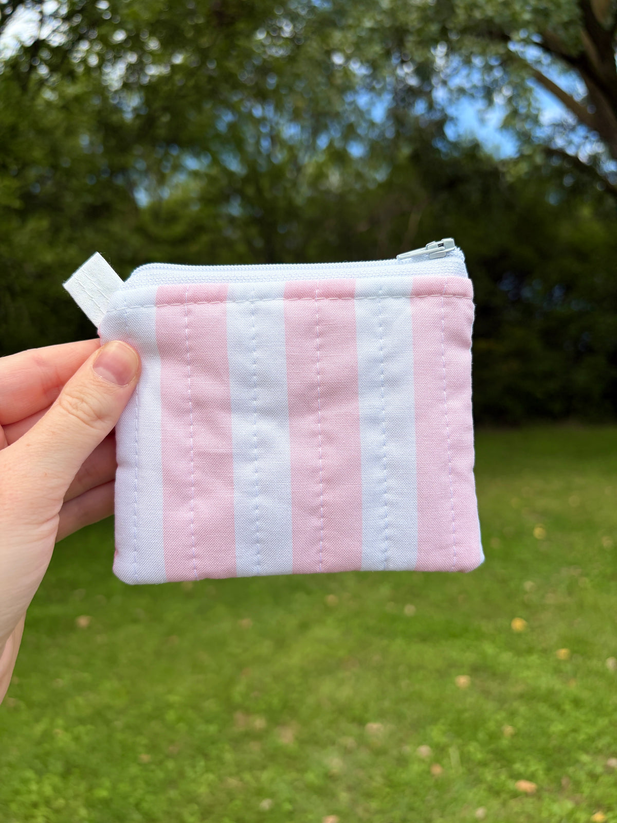 Pink & White Stripe Keychain Wallet