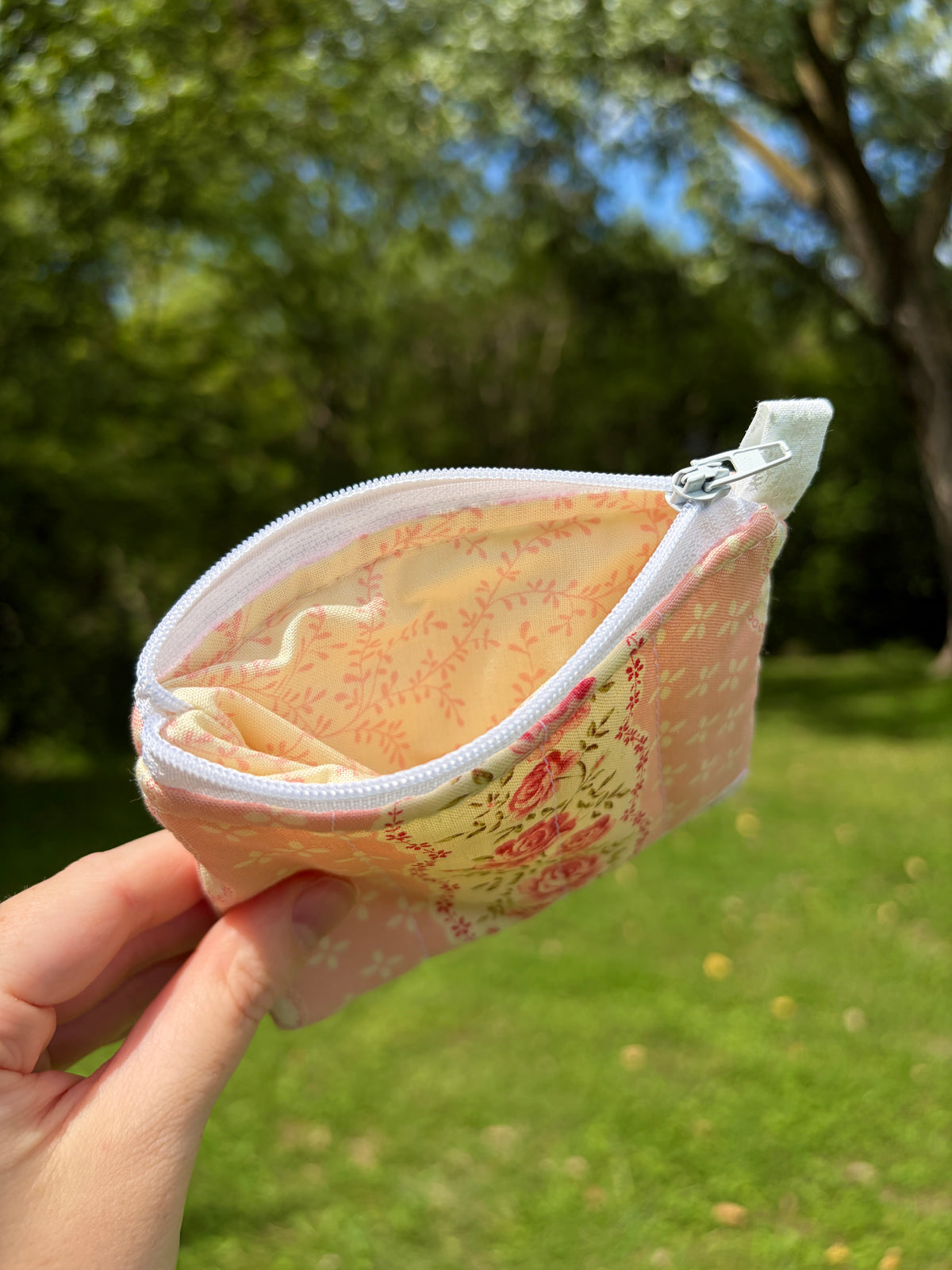 Pink & Yellow Floral Keychain Wallet