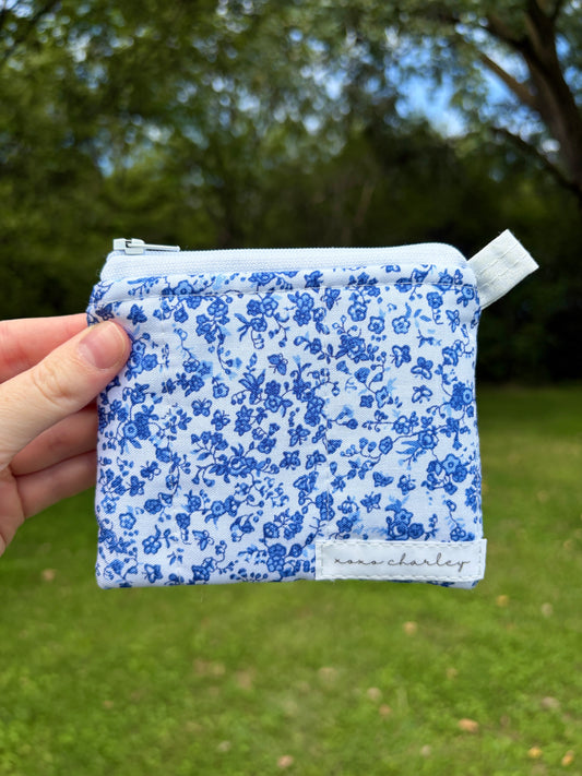 Royal Blue Floral Keychain Wallet