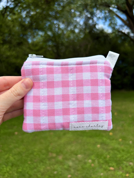 Pink Gingham Keychain Wallet